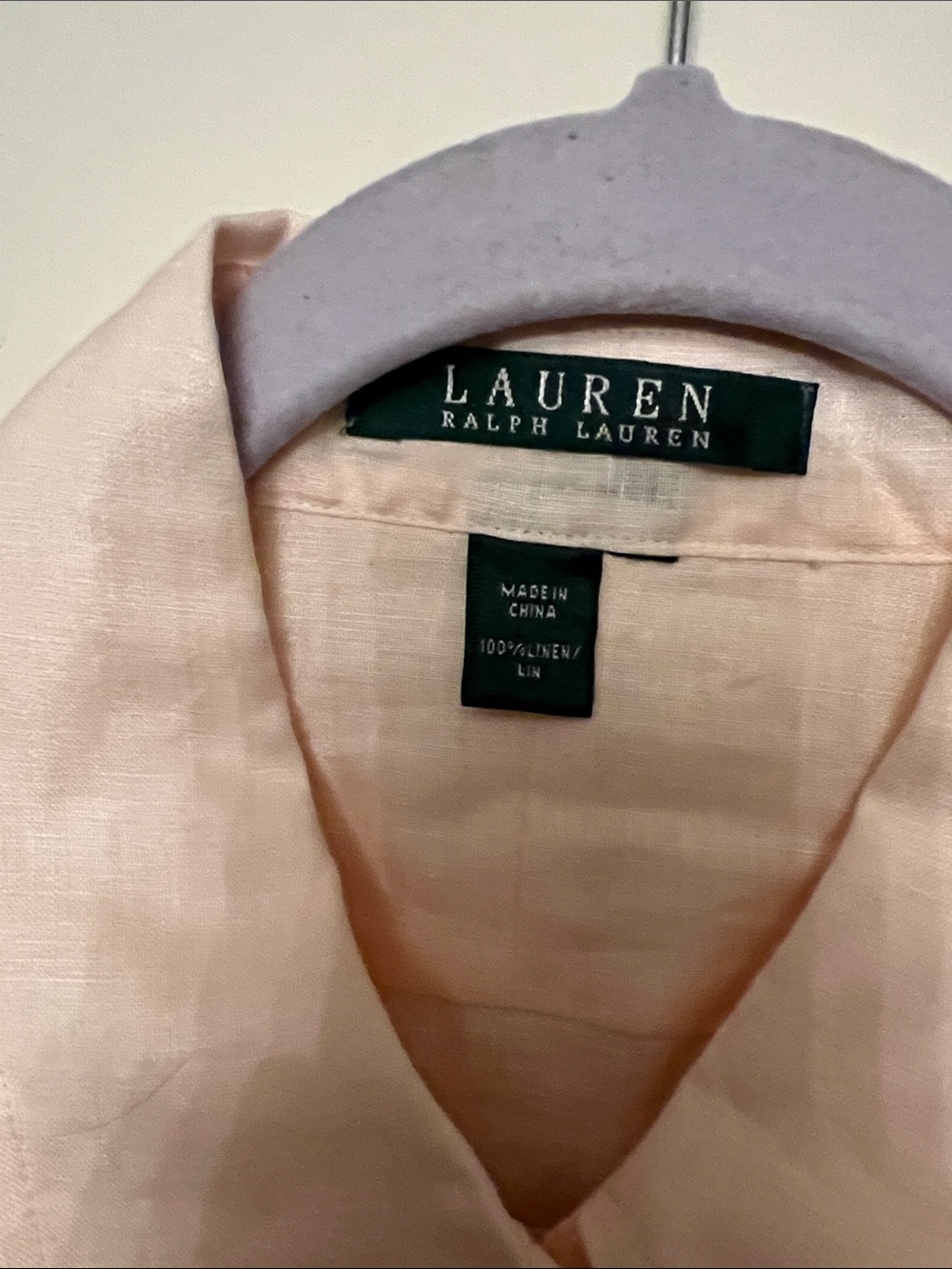 Lauren Ralph Lauren Light Peach Ruffle Front Blouse 12 no tag size - Picture 2 of 5